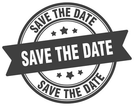 Save the date stamp. save the date label on transparent background. round sig Stock Illustration