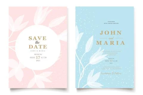 Save the date template in pastel colors with white cornflower Stock Illustration