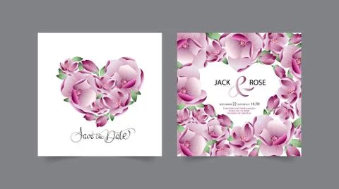 Save the date template wedding invitation calligraphy lettering text with Stock-Illustration