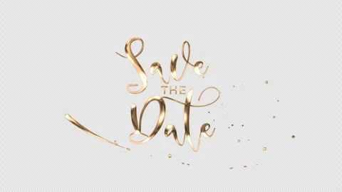 Save the date text animation in gold color Stock Footage 304107233