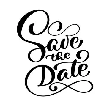 Save the date text calligraphy vector lettering for wedding or love card 스톡 일러스트