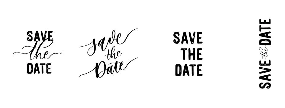 Save the date. Text calligraphy vector lettering for wedding or love card. Stock Illustration