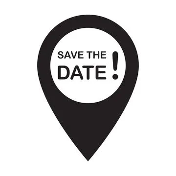 Save the date text with pin point icon vector  for graphic design, logo, webs Stock Illustration
