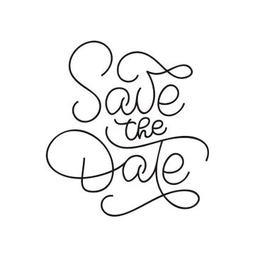 Save the date vector calligraphy monoline text, hand written custom isolated on 스톡 일러스트