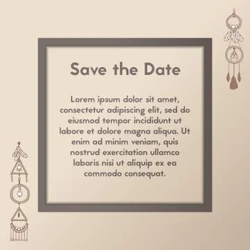 Save the date. Vector greeting card boho. Postcard invitation Stock Illustration