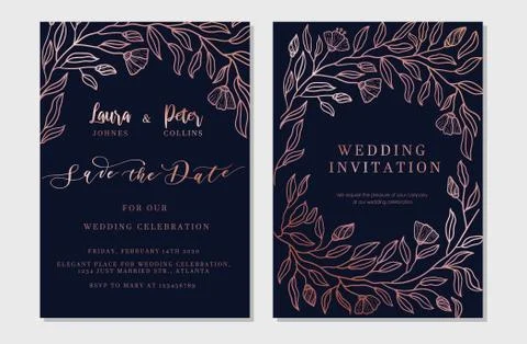 Save the date vertical decorated invitation Stock Illustration
