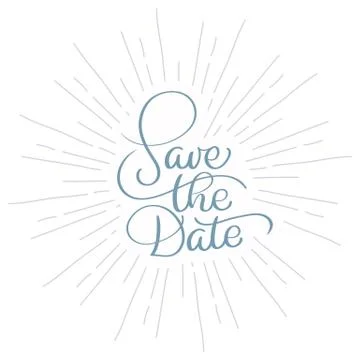 Save the date vintage text for wedding day. Calligraphy lettering Vector Stock Illustration