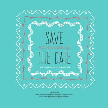 Save the Date. Vintage vector drawing frames to your template. Stock Illustration