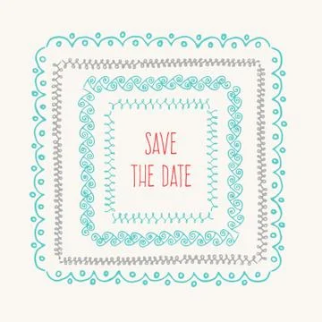 Save the Date. Vintage vector drawing frames to your template. Stock Illustration