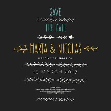 Save the Date. Vintage vector drawing frames to your template. Stock Illustration