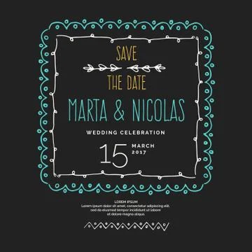 Save the Date. Vintage vector drawing frames to your template. Stock Illustration