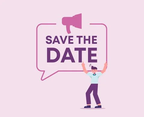 Save the date. Warm pink memory of holiday preserving pleasant moments birthday Illustrazione stock