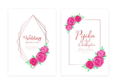 Save the date wedding card. Wedding invitation cards with flower watercolor.  Stock Illustration