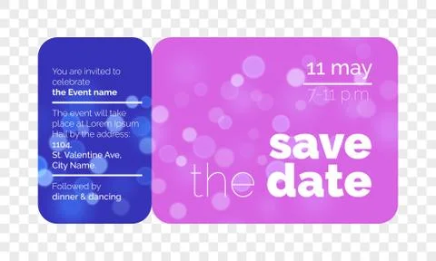 Save the Date wedding celebration invitation card template design. Vector wed Illustrazione stock