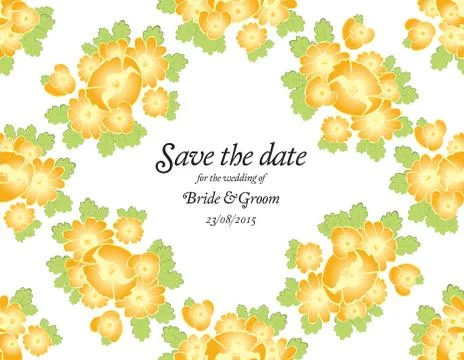 Save the date wedding invite card template with golden flowers 스톡 일러스트
