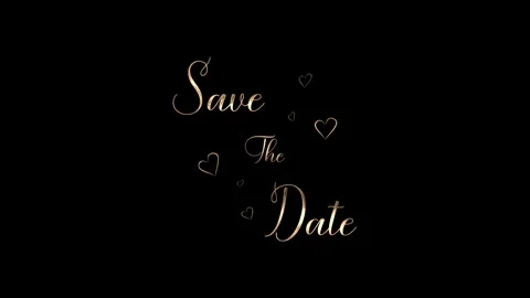 Save the Date Wedding Title Gold Calligraphy Text Animation Stock Footage 317804430