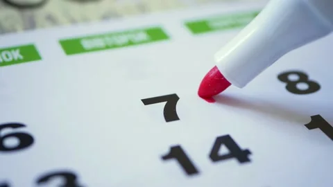Save the Date written on a calendar 7 Stock Footage 155155026