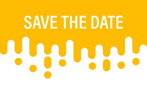 Save the date yellow mustard rounded lines halftone transition with copy spac Stockillustratie