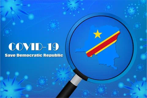 Save Democratic Republic for stop virus sign. Covid-19 virus cells or corona Illustrazione stock