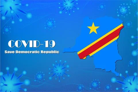Save Democratic Republic for stop virus sign. Covid-19 virus cells or corona Stock-Illustration