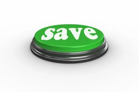 Save on digitally generated green push button Stock Illustration