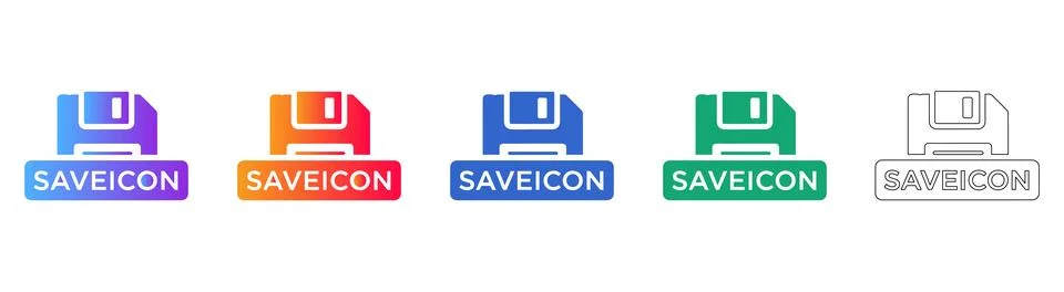 Save Diskette Icon Set with Text Label 스톡 일러스트