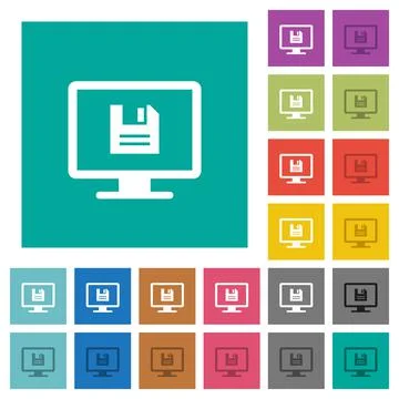 Save display settings square flat multi colored icons 库存插图
