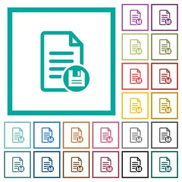 Save document flat color icons with quadrant frames イラスト素材