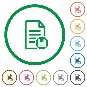 Save document flat icons with outlines Stock Illustration