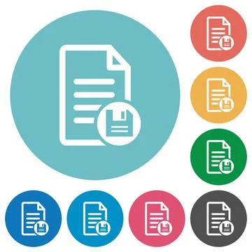 Save document flat round icons Illustrazione stock