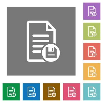 Save document square flat icons Stock Illustration