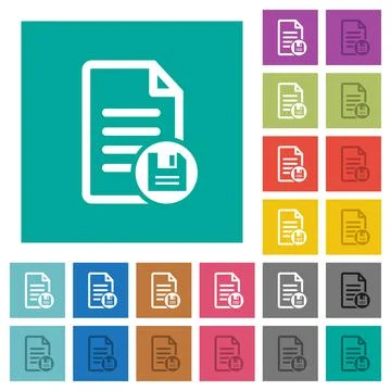 Save document square flat multi colored icons Illustrazione stock