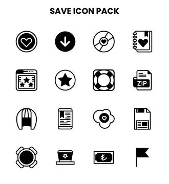 Save DuoTone Graphics Icons Pack Stock Illustration