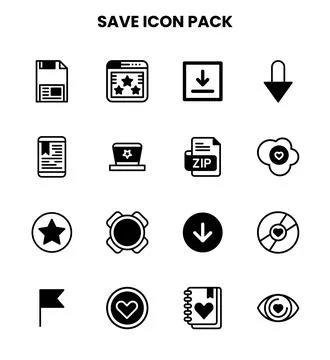 Save DuoTone Scalable Icons Pack Stock Illustration