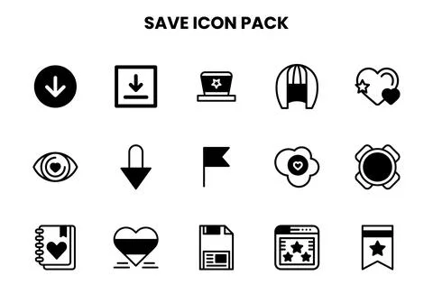 Save DuoTone Set Icons Pack Stock Illustration