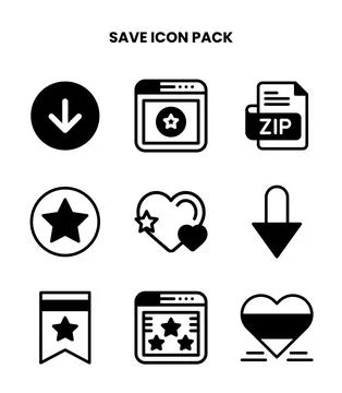Save DuoTone Set Icons Pack Stock Illustration