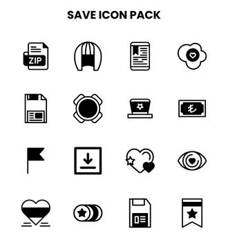 Save DuoTone UI Icons Pack Stock Illustration