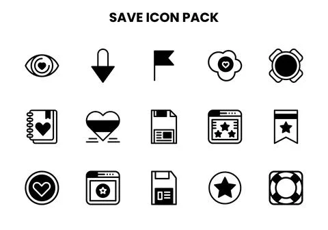 Save DuoTone UI Icons Pack Stock Illustration