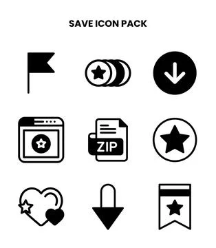 Save DuoTone Vector Icons Pack Stock Illustration