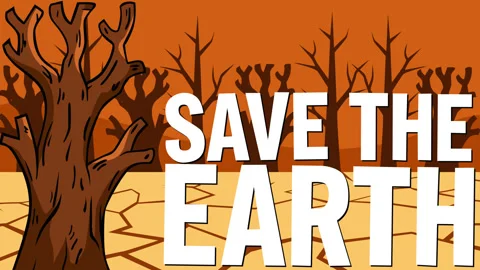 Save the Earth Climate Change Awareness with Drought and Dead Trees Backgrou Stock Footage 339652054