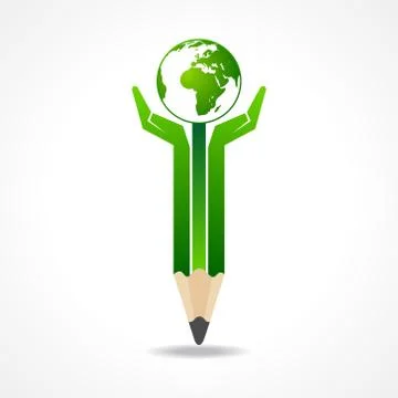 Save earth concept with pencil hands stock vector Stock Illustration