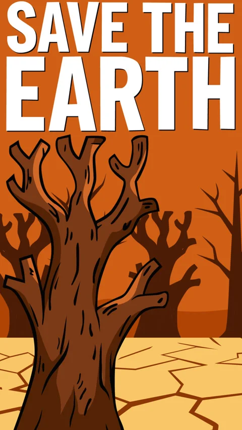 Save the Earth Drought and Dead Tree Climate Change Awareness Motion Backgro Stock Footage 339747485