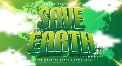Save Earth editable text effect Template Ilustración de archivo