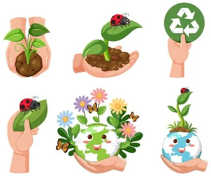 Save the earth elements set Stock Illustration