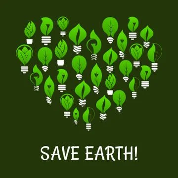 Save Earth. Green energy elements Stock Illustration