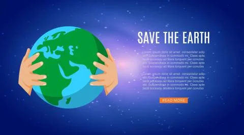 Save the earth with human hands holding Earth globe, save the planet and the Stock Illustration