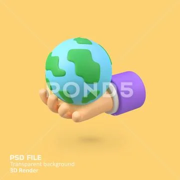 Save Earth isolated 3d render icon illustration Plantilla PSD