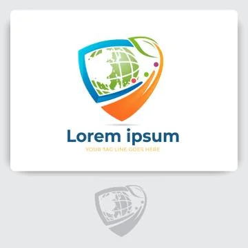 Save earth logo design template. protect earth logo vector Stock Illustration
