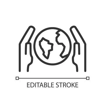 Save Earth pixel perfect linear icon Stock Illustration