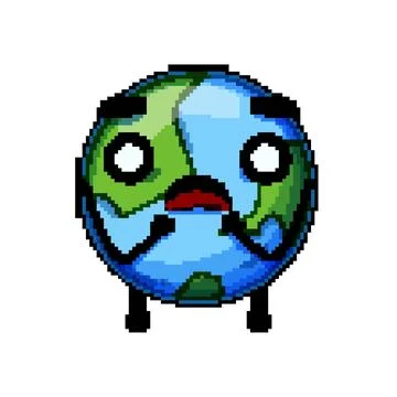 Save earth planet character pixel art vector illustration Stock Illustration